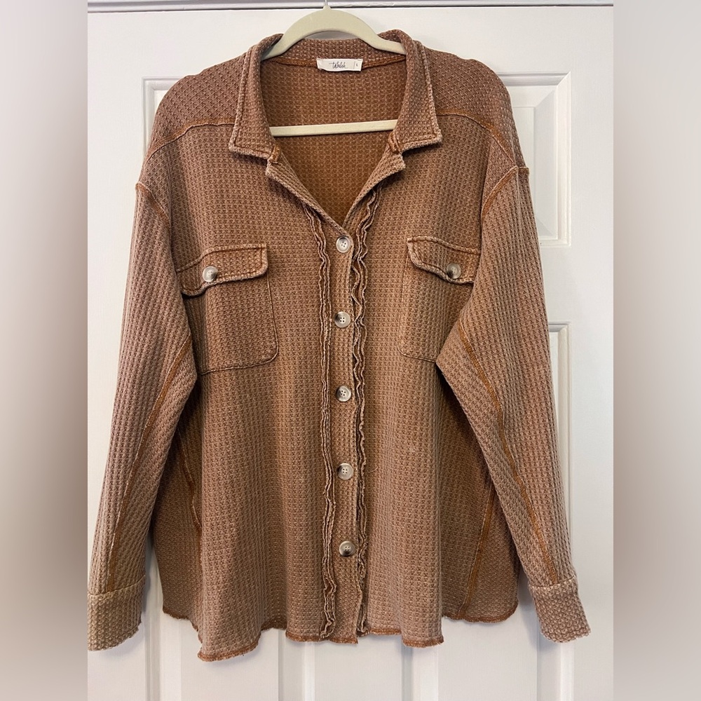 TALULAH Tan Waffle Knit Top